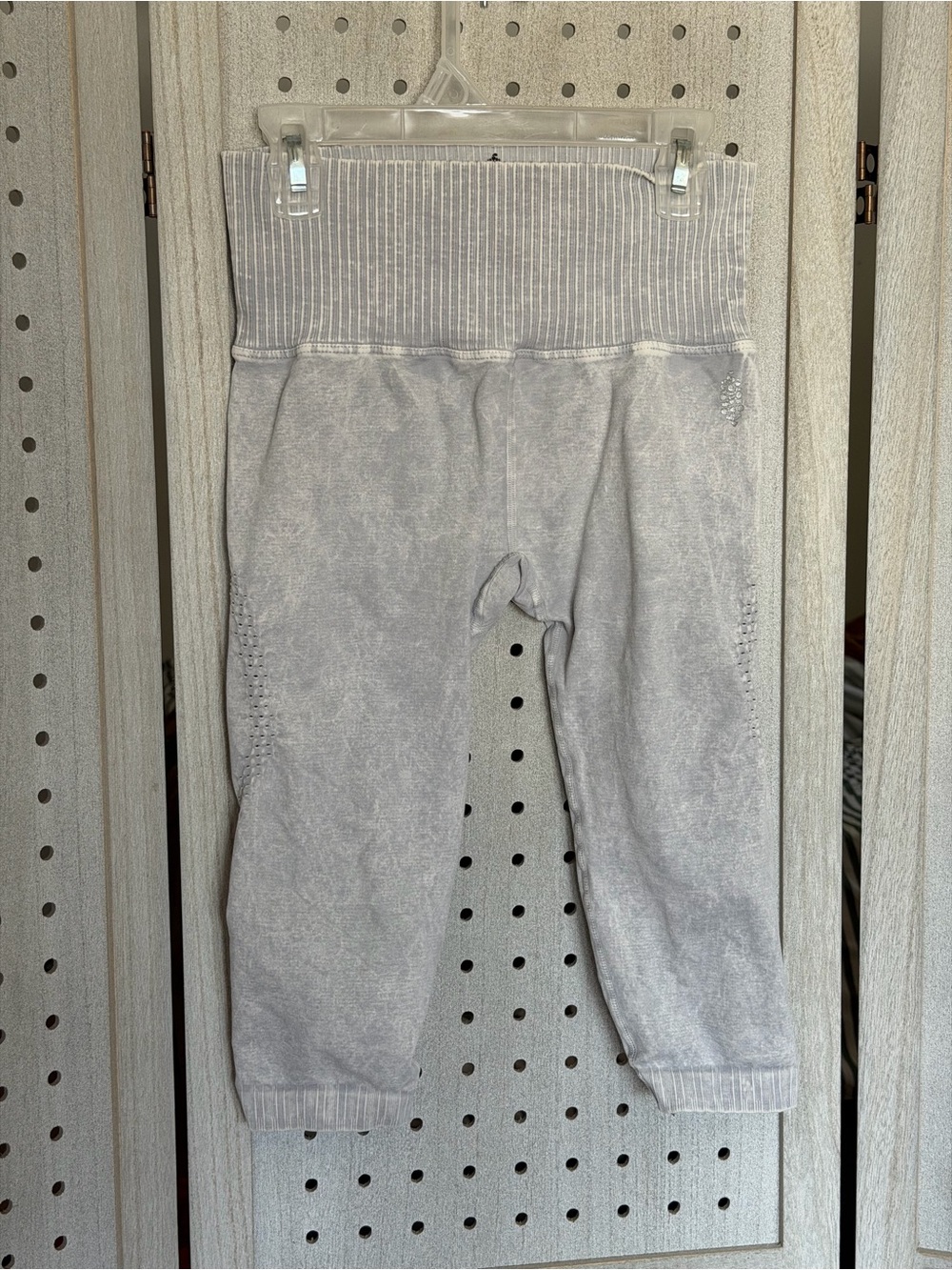 Free People Light Gray High-Rise Ribbed Waist Leggings